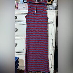 New Anthropologie Striped Textured Tank Dress
